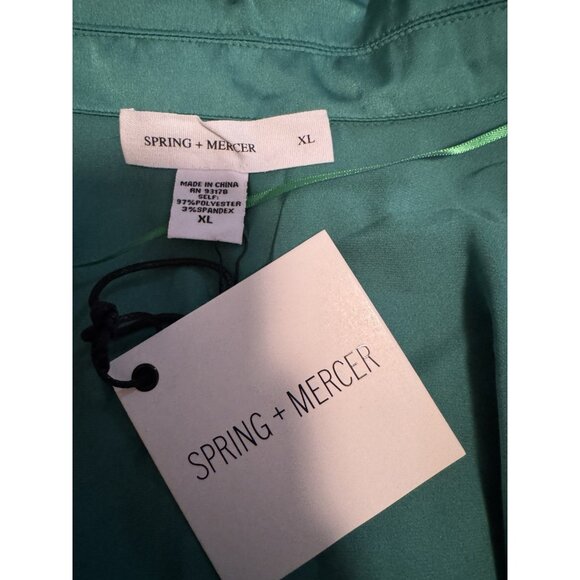 Spring & Mercer Dress XL Emerald Green Long Flutter Sleeve Tie Front Cut Out NEW - Picture 5 of 5